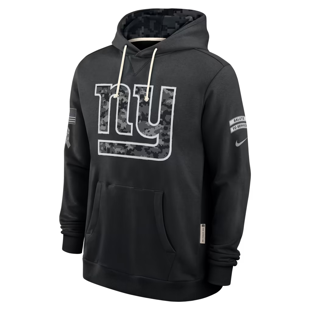 Mens New York Giants Nike 2026 Salute to Service Sideline Dri-FIT Pullover Hoodie - Black product image 1, provided for