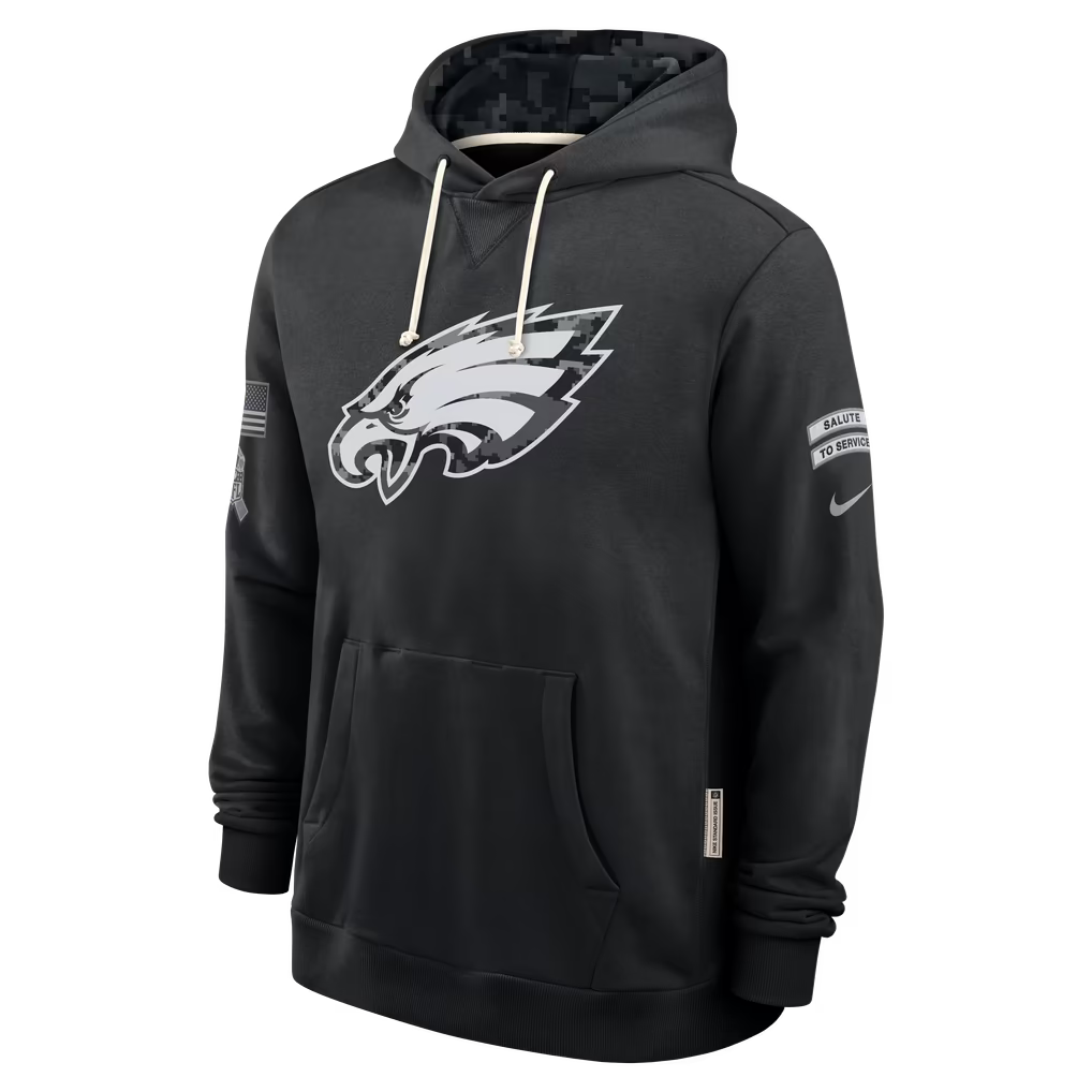 Mens Philadelphia Eagles Nike 2026 Salute to Service Sideline Dri-FIT Pullover Hoodie - Black product image 1, provided for