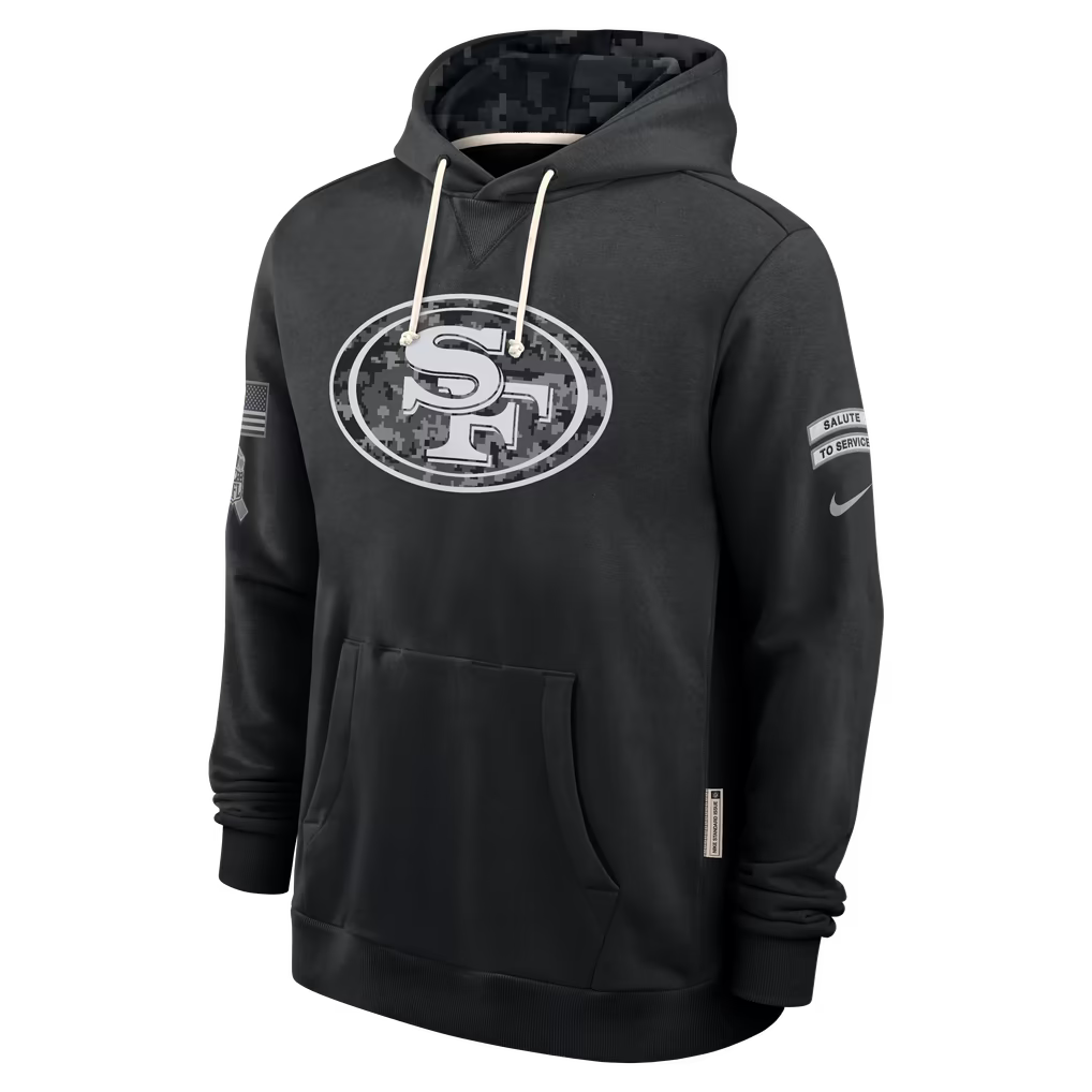 Mens San Francisco 49ers Nike 2026 Salute to Service Sideline Dri-FIT Pullover Hoodie - Black product image 1, provided for
