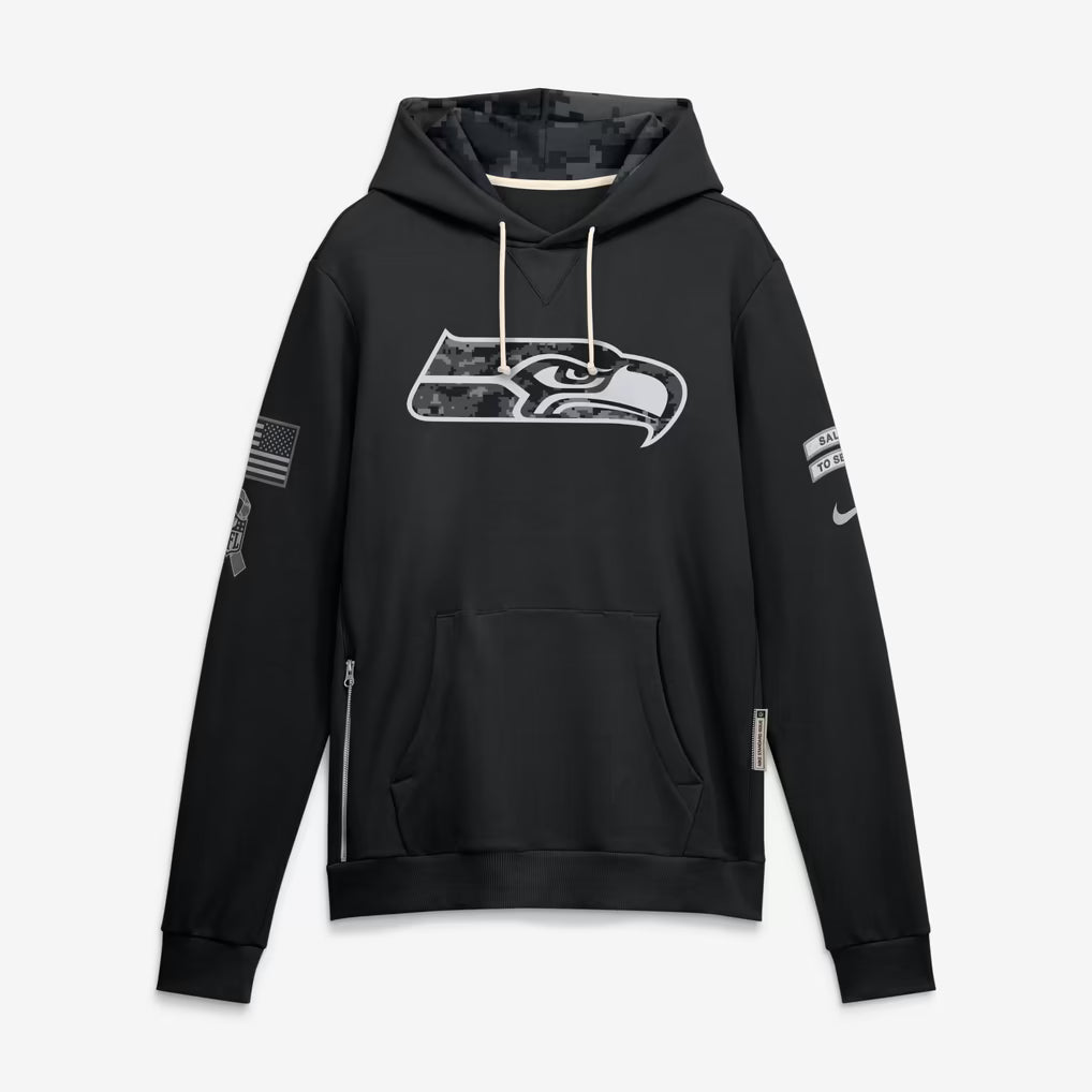 Mens Seattle Seahawks Nike 2026 Salute to Service Sideline Dri-FIT Pullover Hoodie - Black product image 4, provided for
