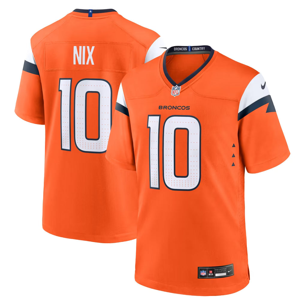 Bo Nix Nike Denver Broncos Game Team Color Jersey for Men product image 1, provided for visual reference and product detail