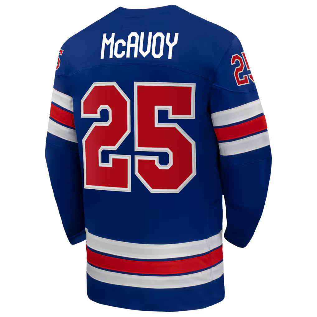 Team USA Hockey Nike Charlie McAvoy #25 Blue Replica Jersey for Men product image 2, provided for visual reference and