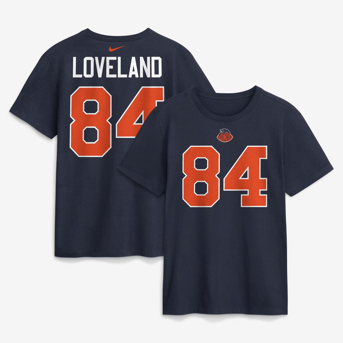 Youth Nike Colston Loveland Chicago Bears 2026 Rivalries Navy Name & Number T-Shirt product image 1, provided for visual