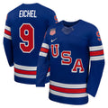 Team USA Hockey Nike Jack Eichel #9 Blue Replica Jersey for Men product image 1, provided for visual reference and product