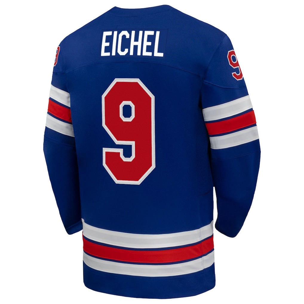 Team USA Hockey Nike Jack Eichel #9 Blue Replica Jersey for Men product image 2, provided for visual reference and product