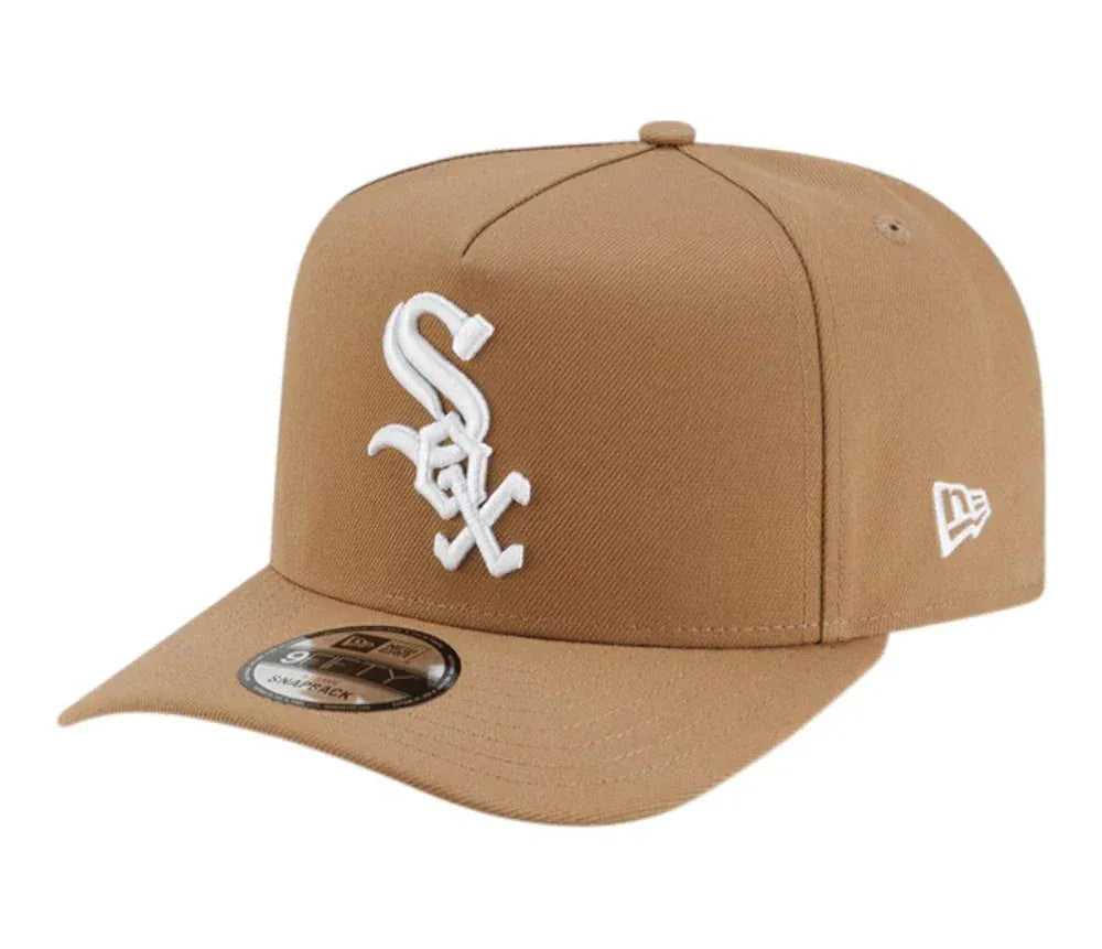 Chicago White Sox New Era Tan Team Logo A-Frame 9FIFTY Snapback Hat product image 1, provided for visual reference and