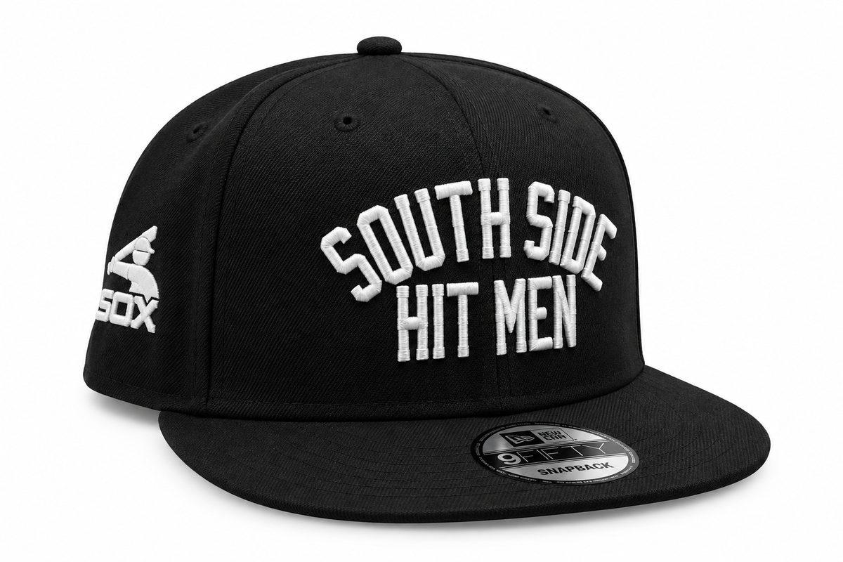 Chicago White Sox New Era Southside Hitmen Black 9FIFTY Snapback Hat product image 1, provided for visual reference and