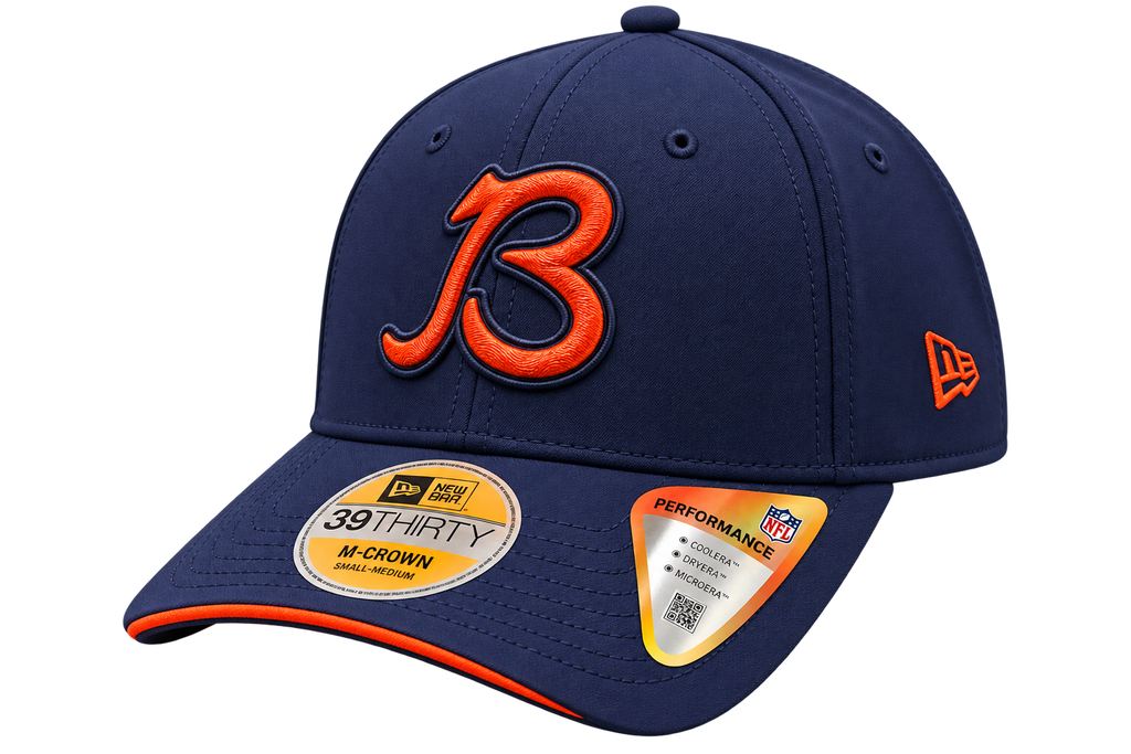 Chicago Bears New Era 2026 Sideline Alternate "B" 39THIRTY M-Crown Flex Fit Hat-Navy product image 1, provided for visual
