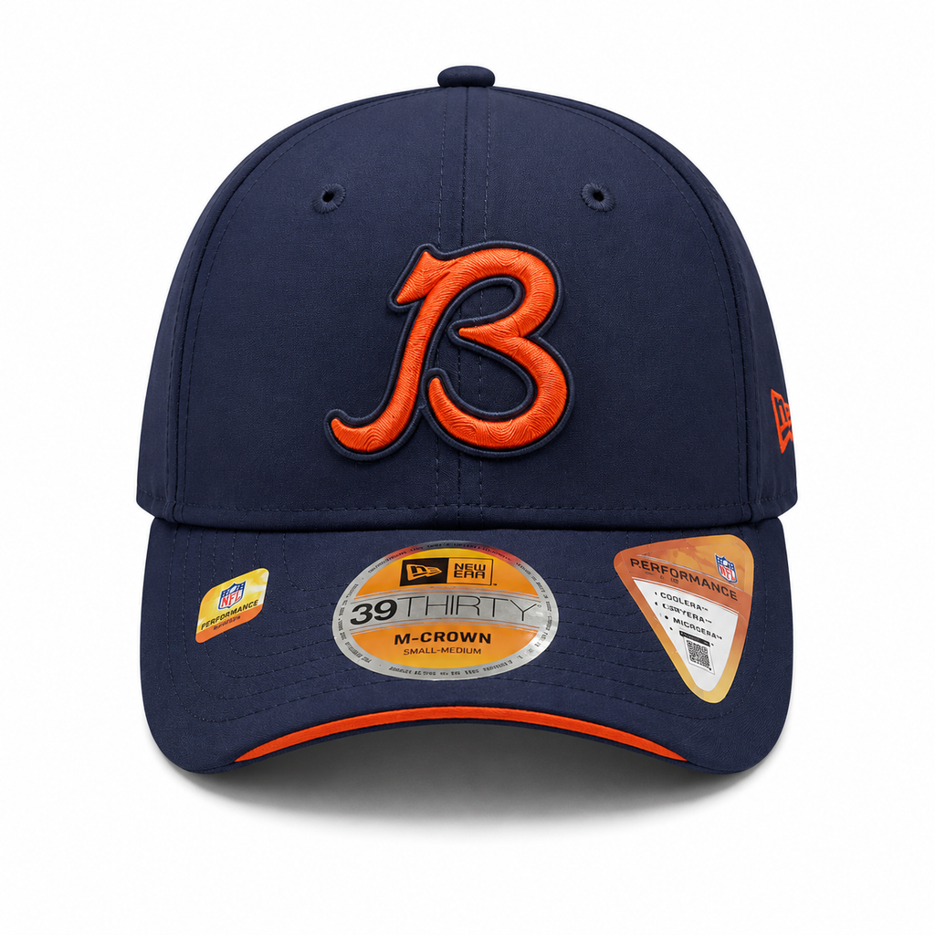Chicago Bears New Era 2026 Sideline Alternate "B" 39THIRTY M-Crown Flex Fit Hat-Navy product image 2, provided for visual