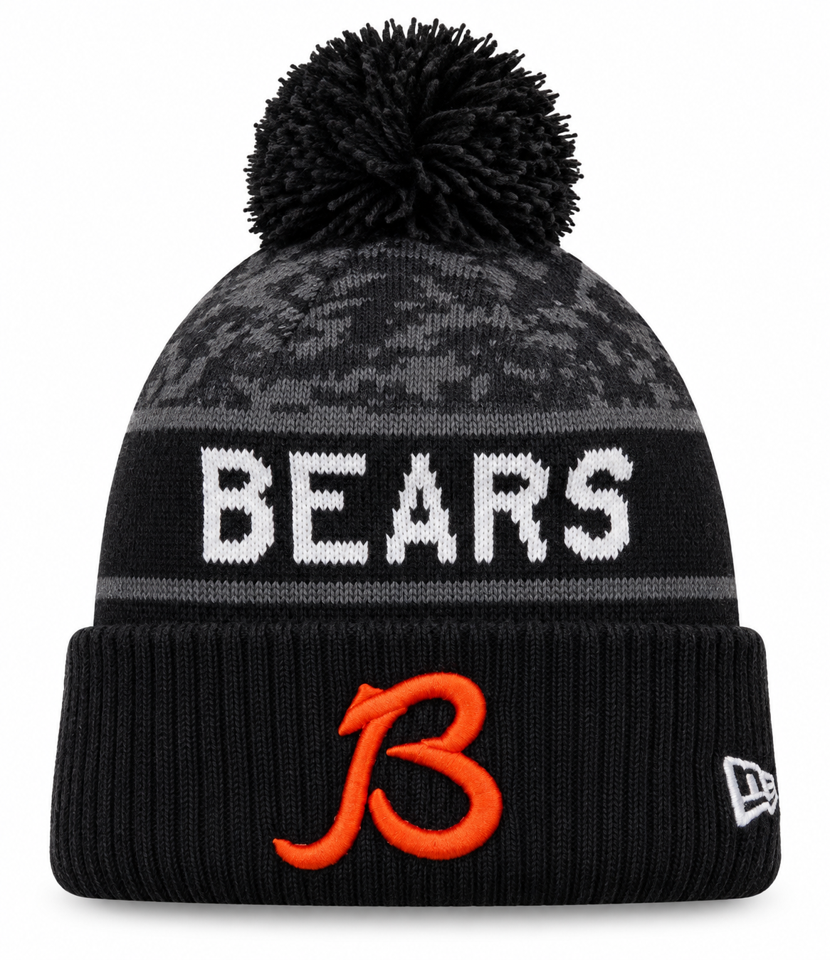 New Era Black Chicago Bears 2026 Salute To Service Cuffed Knit Hat with Pom-B Logo for Men product image 1, provided for