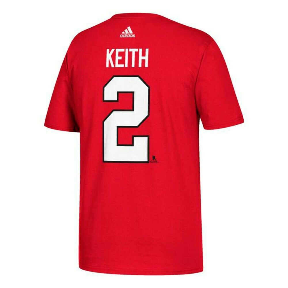 Chicago Blackhawks Duncan Keith adidas Red Name & Number T-Shirt for Men product image 3, provided for visual reference and