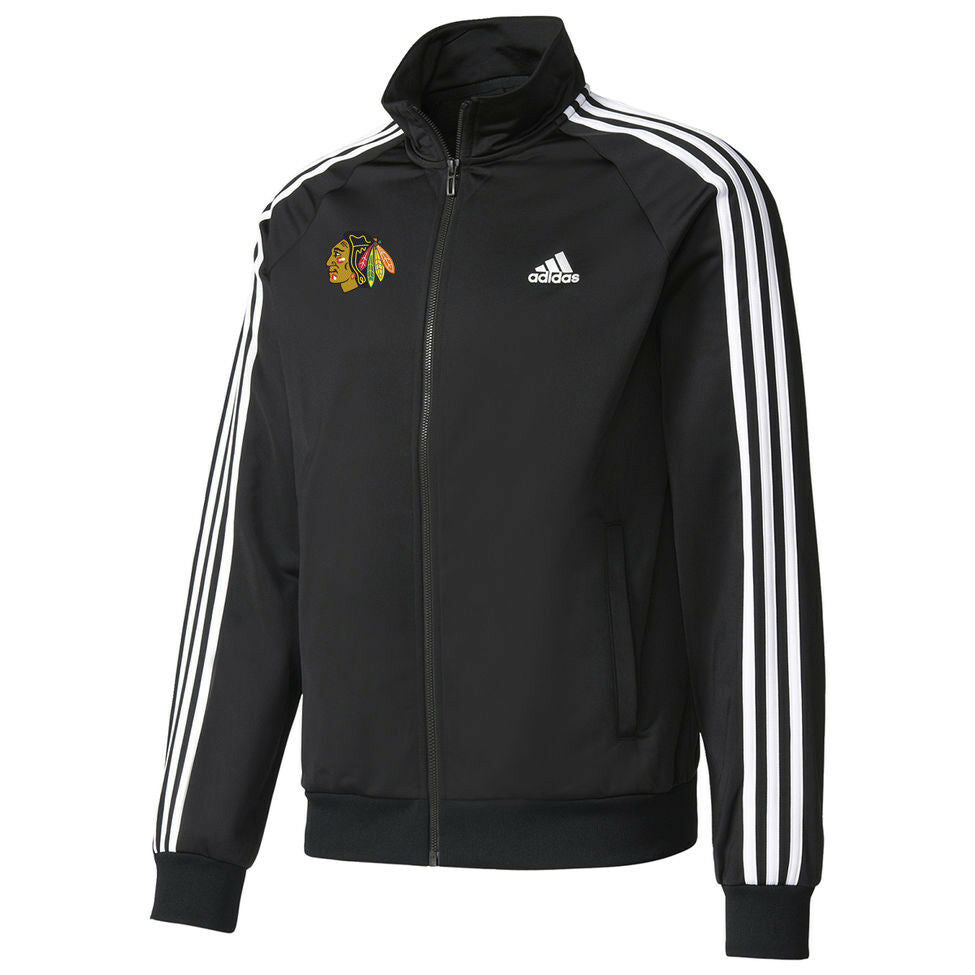 Chicago Blackhawks Adidas Adult Black Climalite Soft Shell 1/4-Zip Jacket product image 1, provided for visual reference and