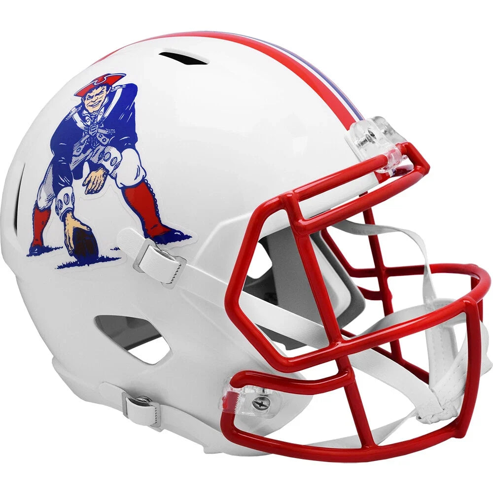 New England Patriots 1990-92 Throwback Full Size Replica Speed Helmet product image 1, provided for visual reference and