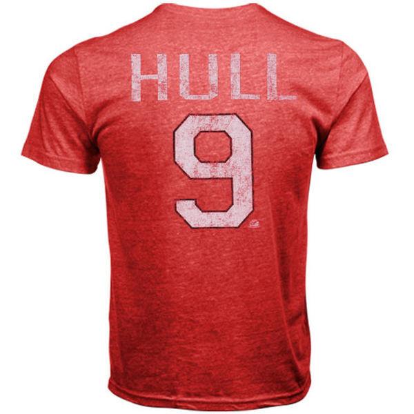 Chicago Blackhawks Adult Bobby Hull #9 Alumni Crewneck S/S Distressed Player T-Shirt for Men product image 2, provided for