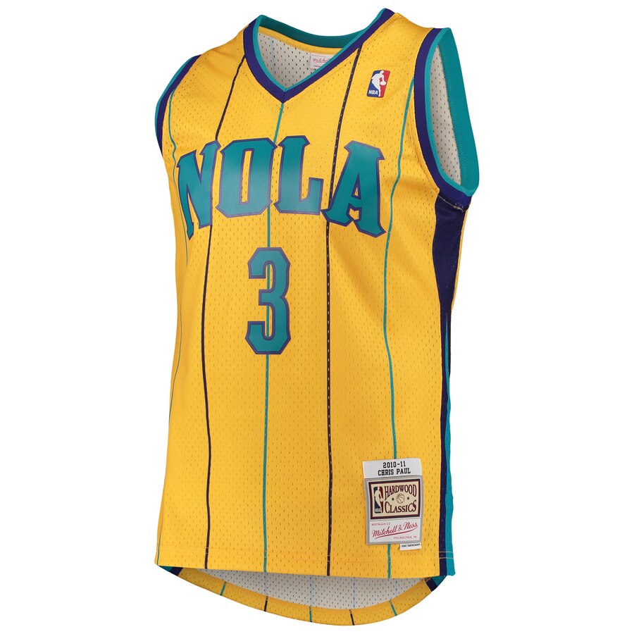 New Orleans Hornets Chris Paul Mitchell & Ness Yellow Hardwood Classics Swingman Jersey for Men product image 2, provided
