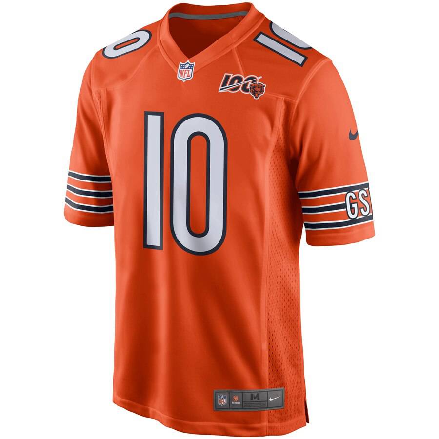Chicago Bears Mitchell Trubisky Nike Orange 100th Season Game Jersey for Men product image 2, provided for visual reference