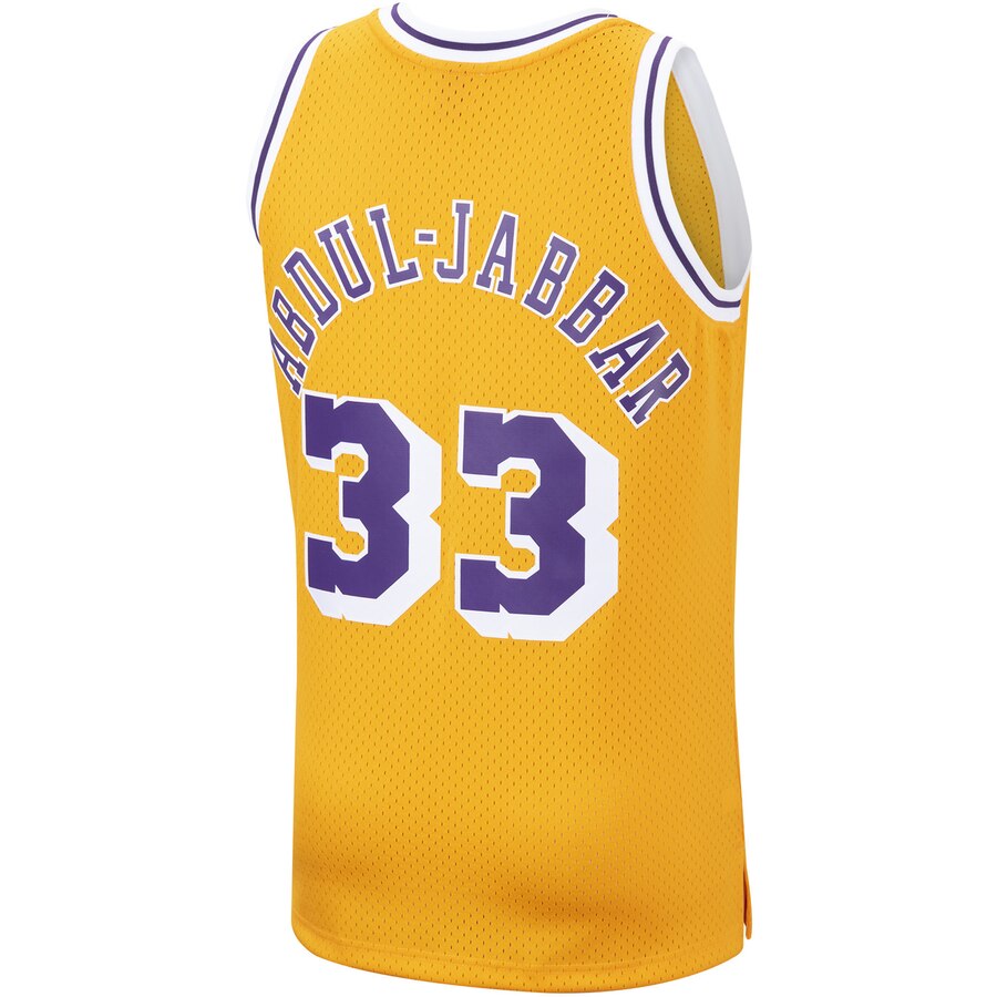 Los Angeles Lakers Kareem Abdul-Jabbar Mitchell & Ness Gold 1984-85 Hardwood Classics Swingman Jersey for Men product image