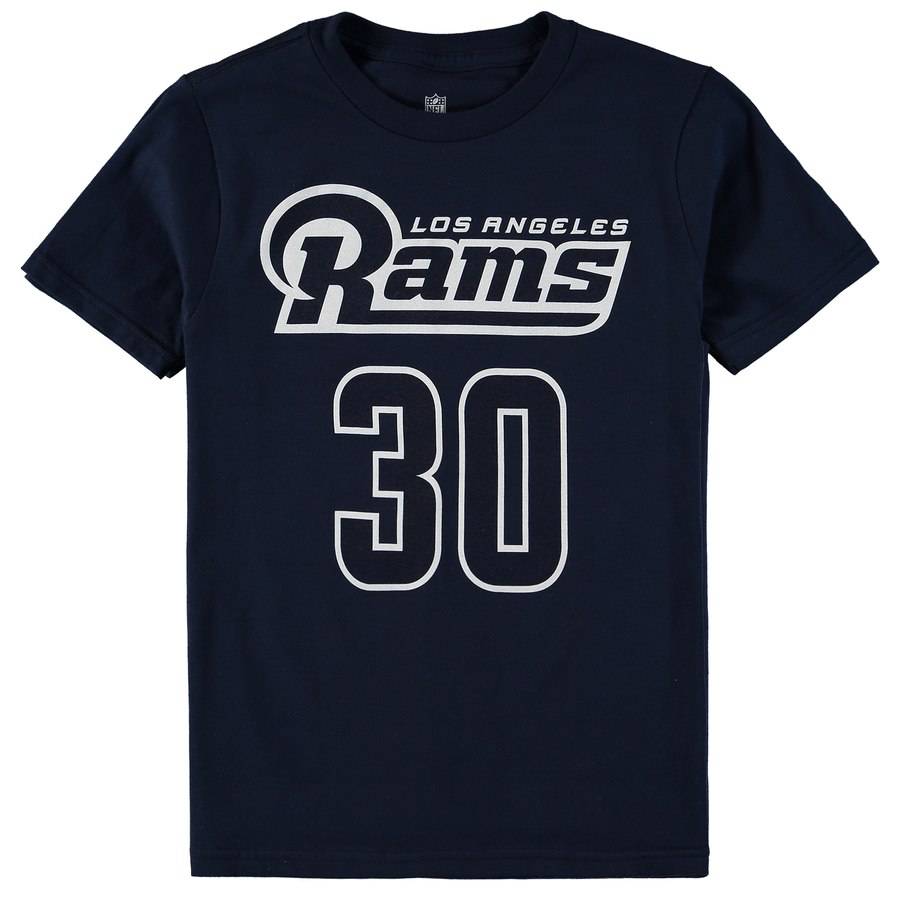 Youth Los Angeles Rams Todd Gurley II Navy Mainliner Name & Number T-Shirt product image 2, provided for visual reference
