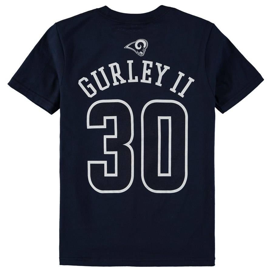 Youth Los Angeles Rams Todd Gurley II Navy Mainliner Name & Number T-Shirt product image 3, provided for visual reference