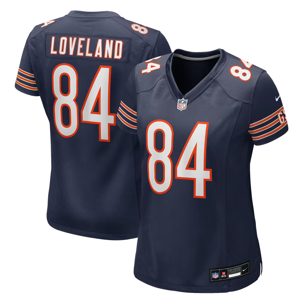 Chicago Bears Colston Loveland Nike Navy Team Color Game Jersey for Women product image 1, provided for visual reference and