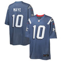 Youth Drake Maye New England Patriots Storm Blue Rivalries Collection Nike Game Jersey product image 1, provided for visual