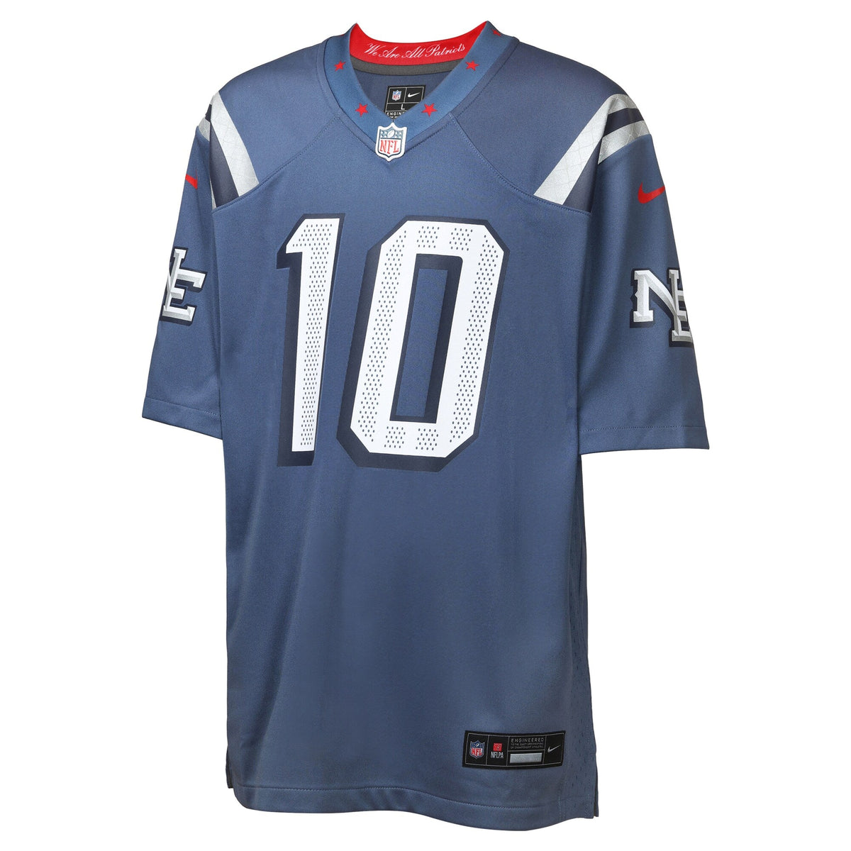 Youth Drake Maye New England Patriots Storm Blue Rivalries Collection Nike Game Jersey product image 2, provided for visual