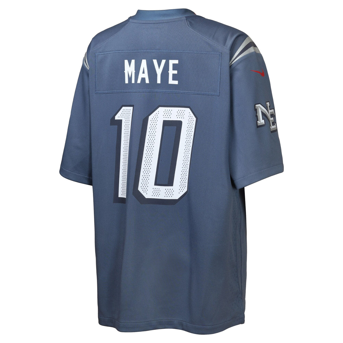 Youth Drake Maye New England Patriots Storm Blue Rivalries Collection Nike Game Jersey product image 3, provided for visual