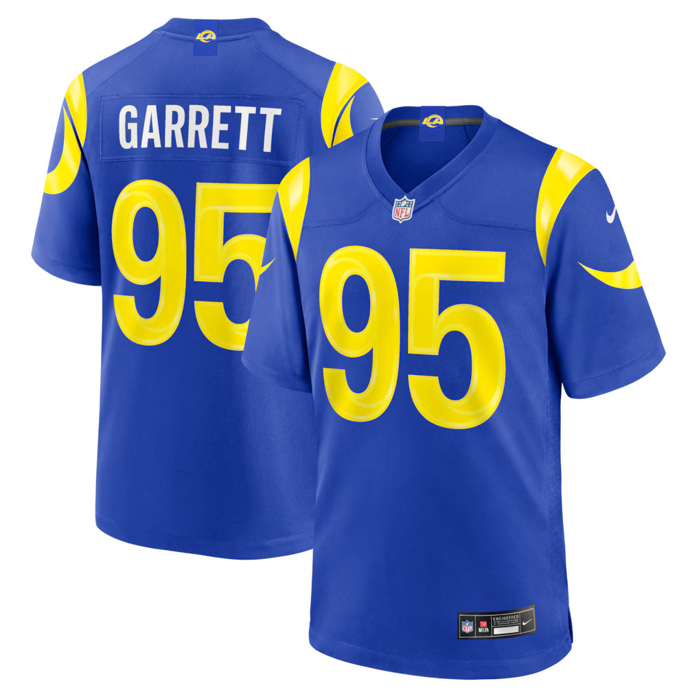 Youth Los Angeles Rams Myles Garrett Nike Royal Blue #95 Game Jersey product image 1, provided for visual reference and